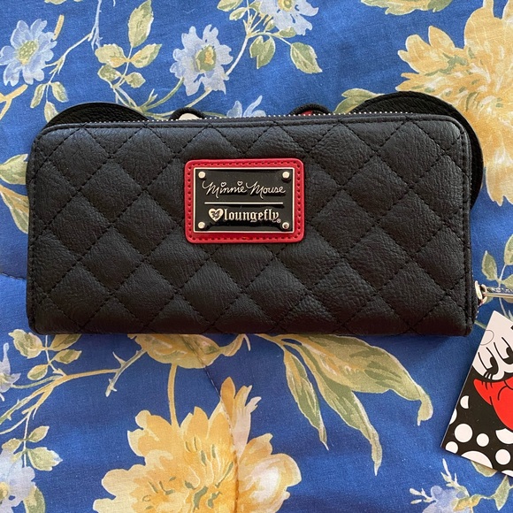 LOUNGEFLY DISNEY MINNIE MOUSE BLACK STUDDED WALLET - Picture 5 of 10